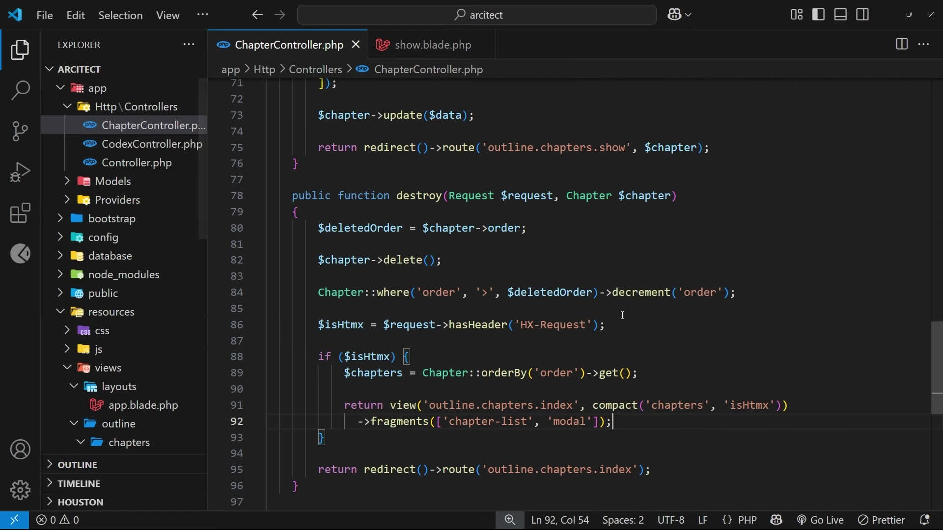 پوستر آموزش لاراول با HTMX - قسمت ۱۲ ویرایش فصل‌ها