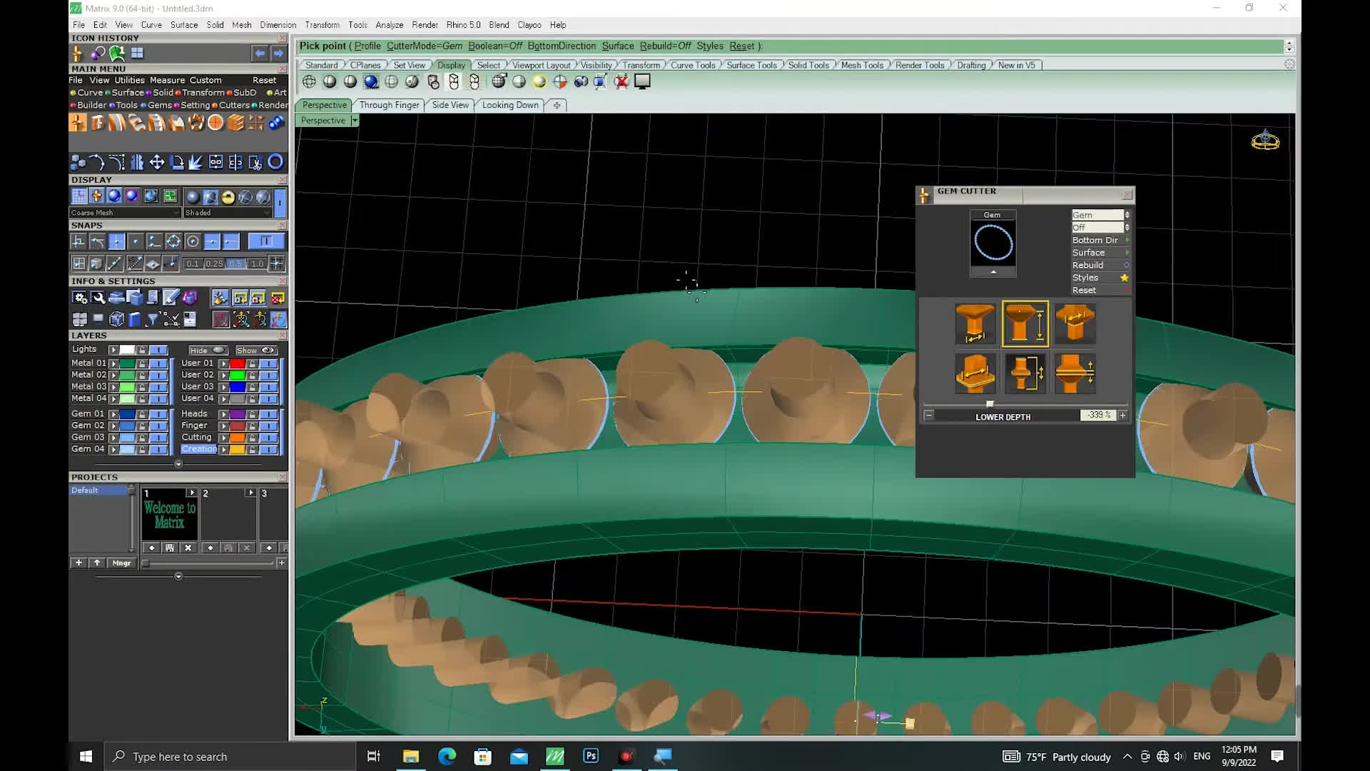 آموزش طراحی طلا و جواهر با نرم‌افزار ماتریکس 9
