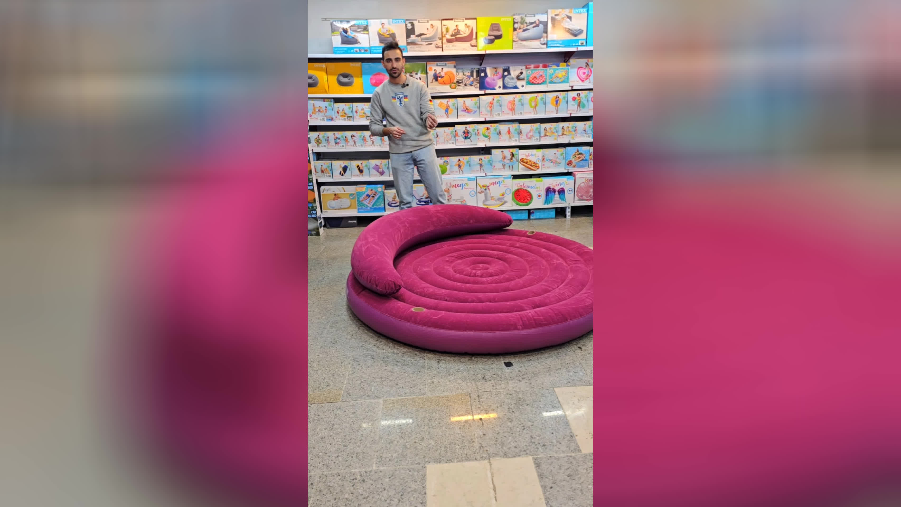 پوستر تشک بادی جدید دو نفره گرد اینتکس